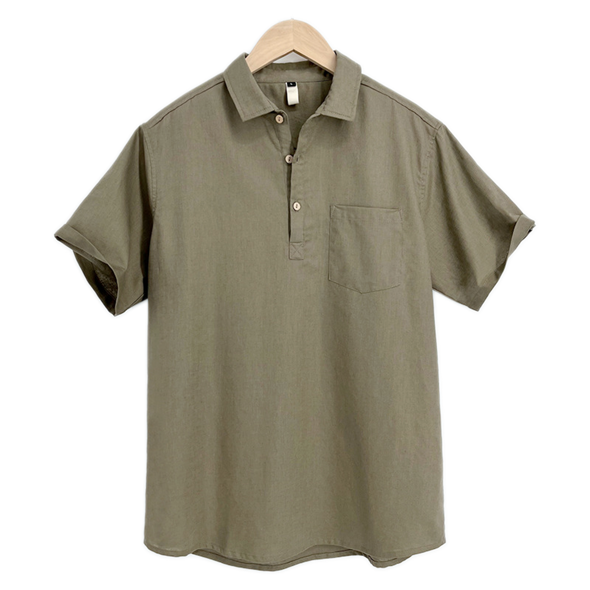 Camisa de lino hombre, manga corta