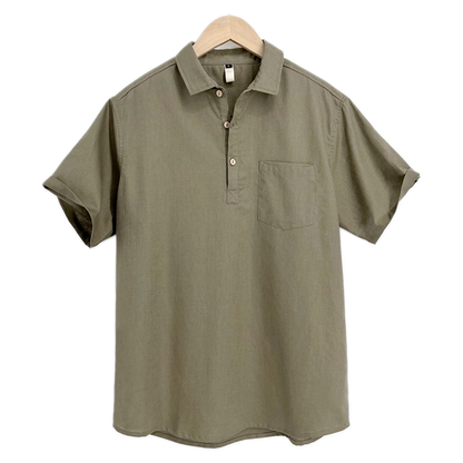Camisa de lino hombre, manga corta