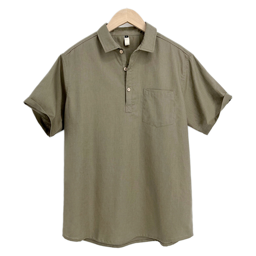 Camisa de lino hombre, manga corta