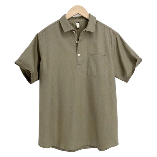 Camisa de lino hombre, manga corta