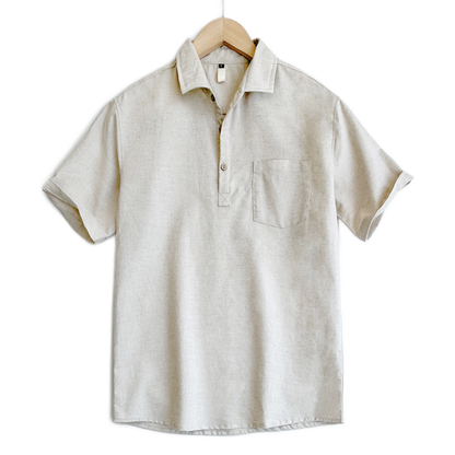 Camisa de lino hombre color blanco óptico