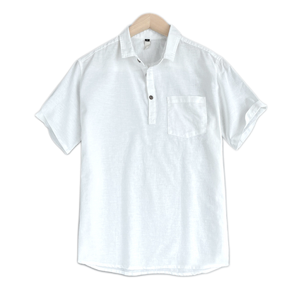 Camisa de lino hombre color blanco