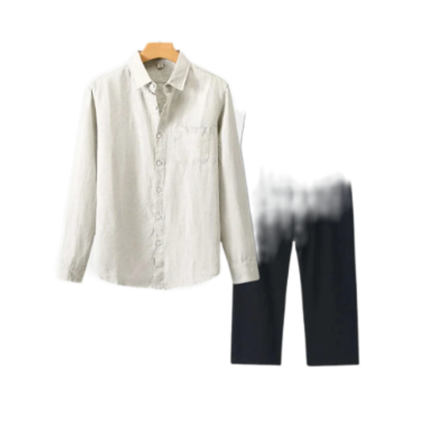Conjunto de lino hombre color beige, camisa y pantalón
