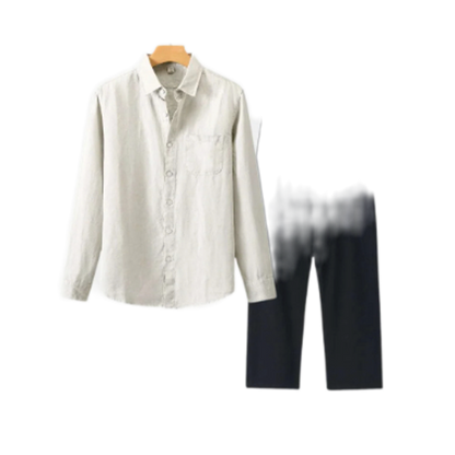 Conjunto de lino hombre color beige, camisa y pantalón