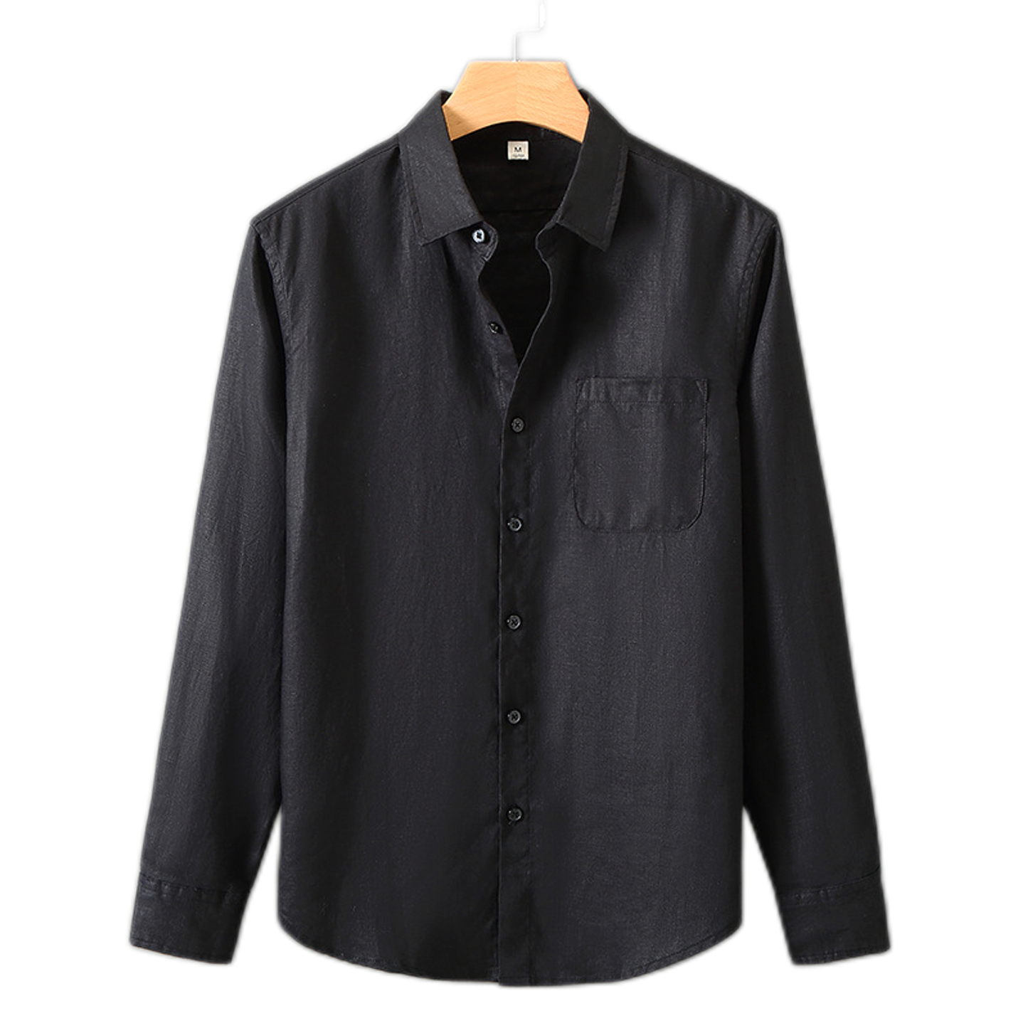 Camisa de lino hombre color negro