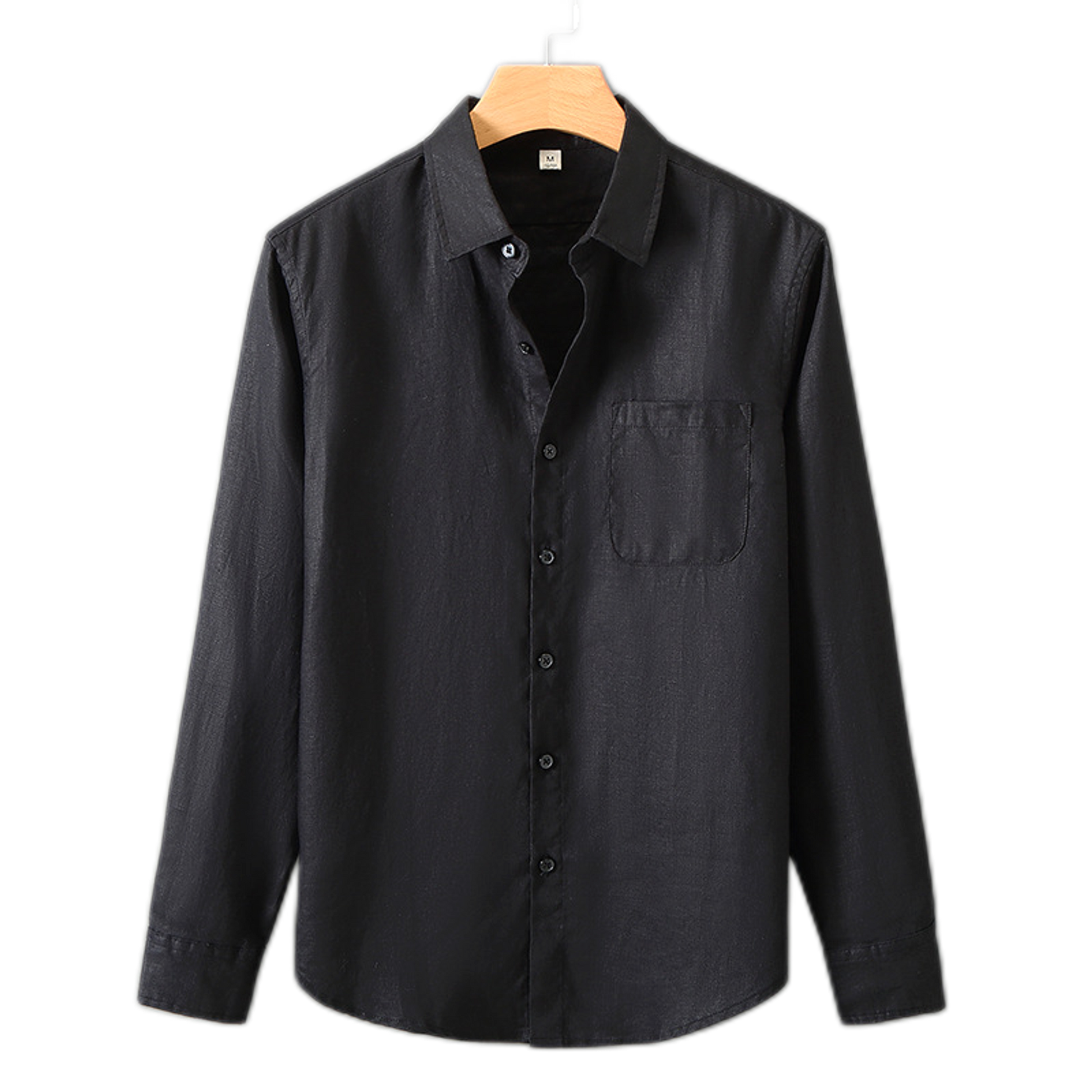 Camisa de lino hombre color negro