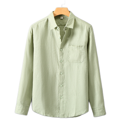 Camisa de lino hombre color verde claro