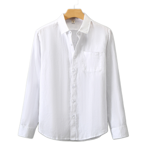 Camisa de lino hombre, manga larga holgada
