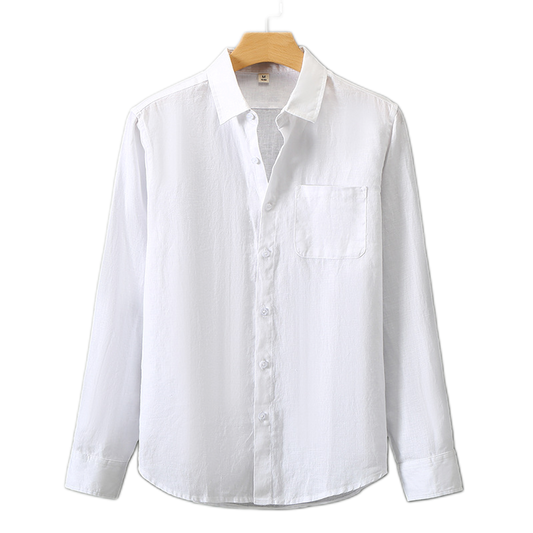 Camisa de lino hombre, manga larga holgada