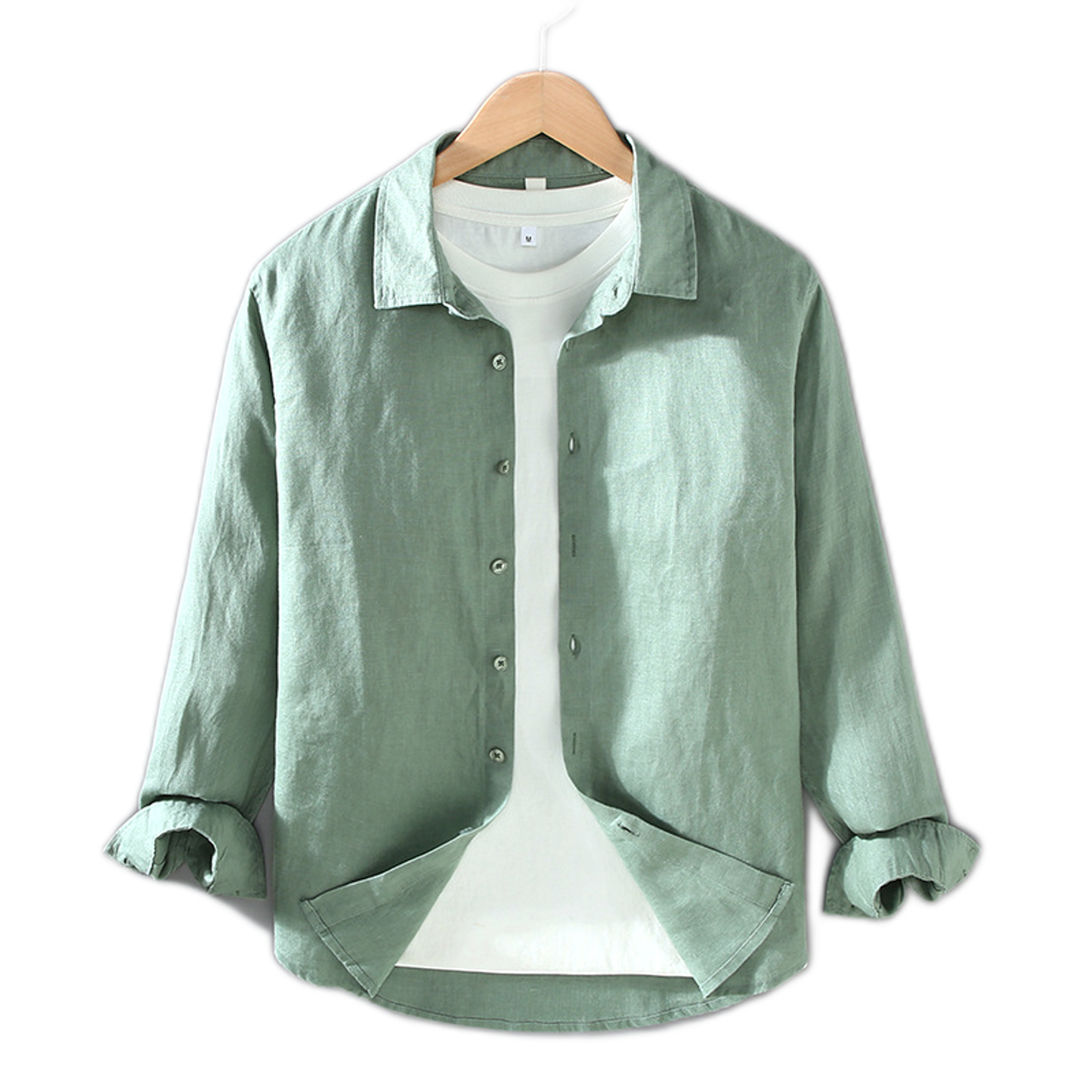 Camisa de lino hombre color verde militar