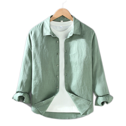 Camisa de lino hombre color verde militar