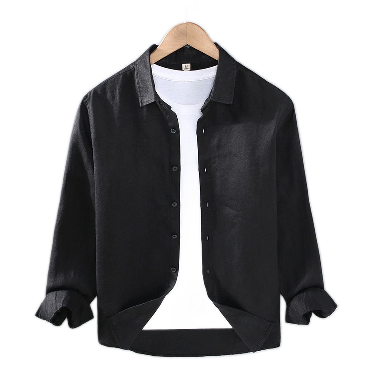 Camisa de lino hombre color negro