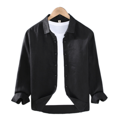 Camisa de lino hombre color negro