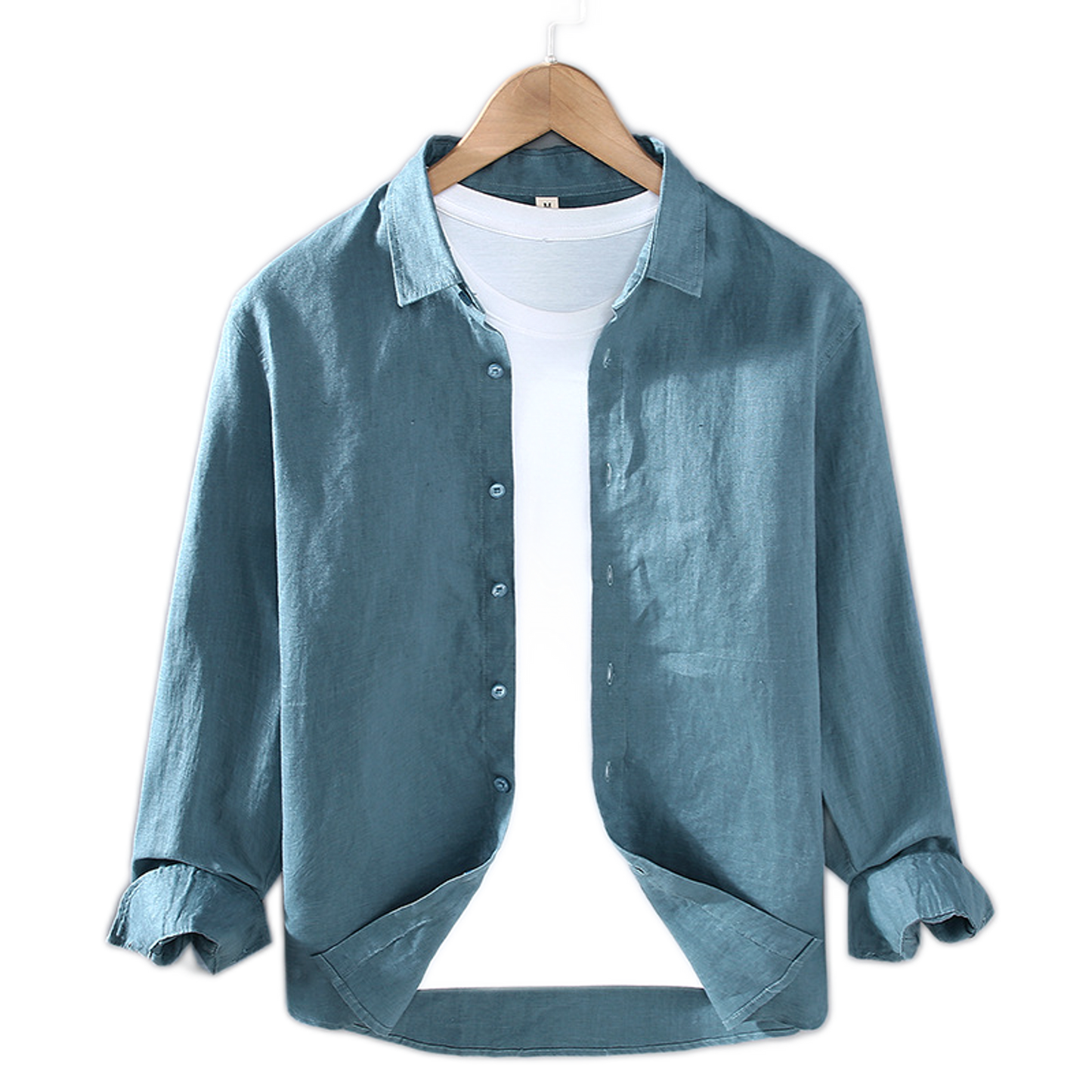 Camisa de lino hombre color azul oscuro