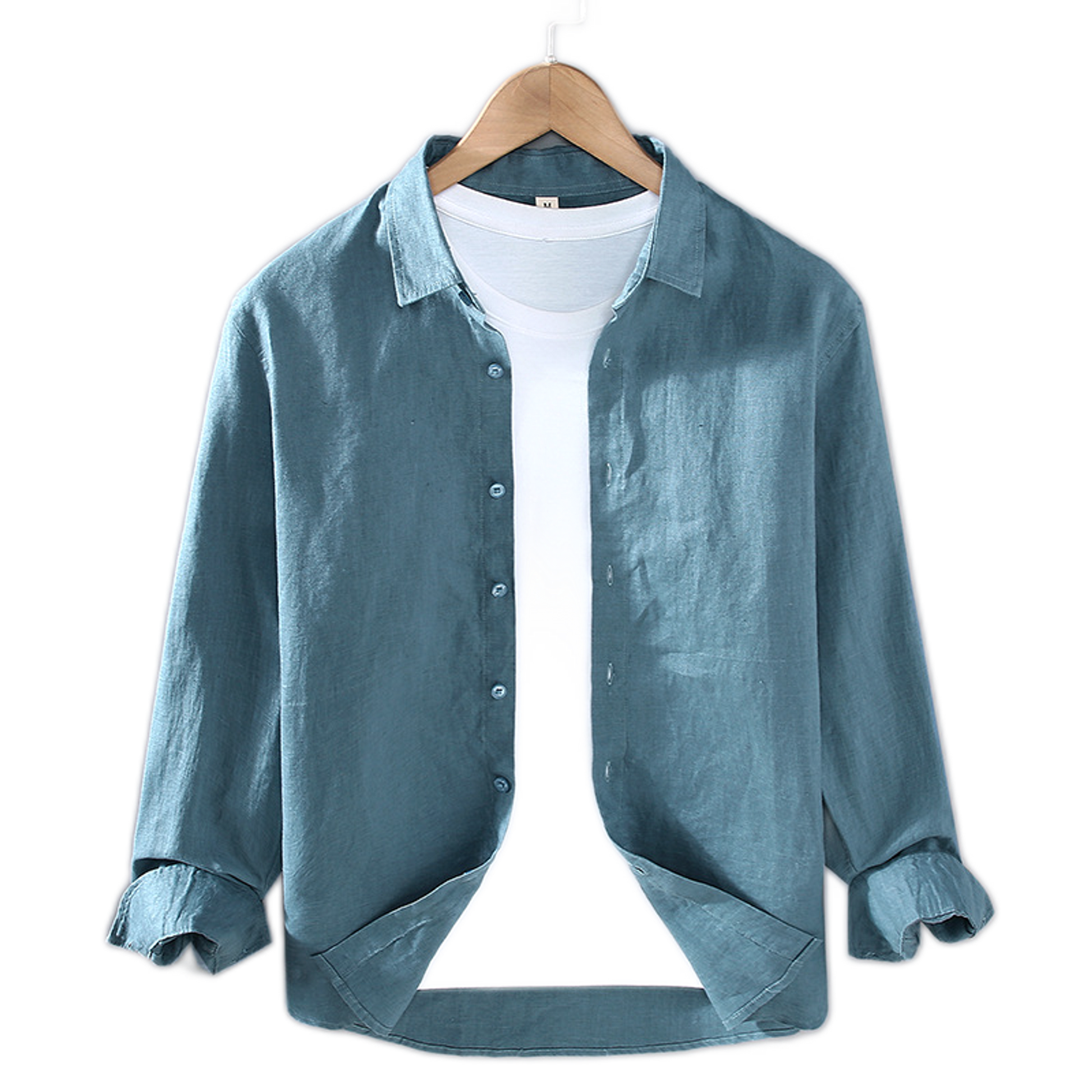 Camisa de lino hombre color azul oscuro