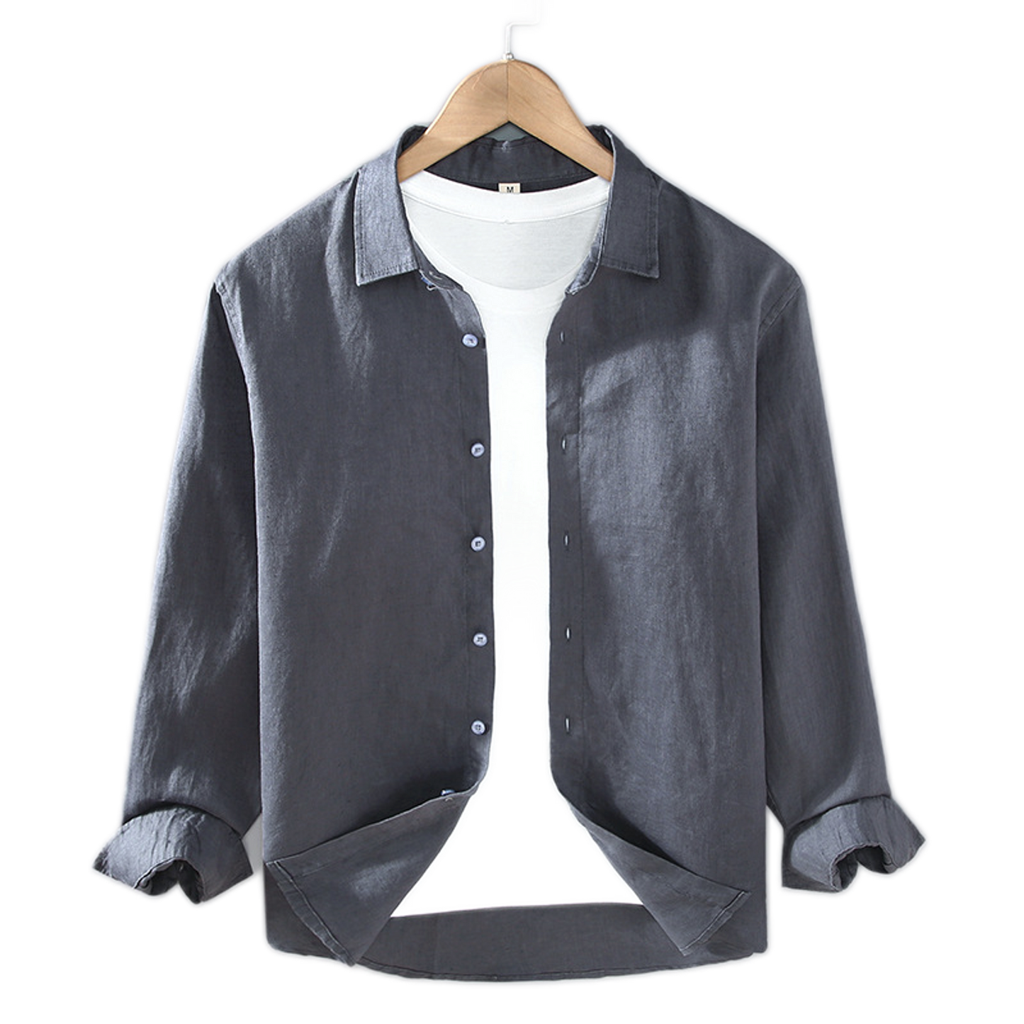 Camisa de lino hombre color gris oscuro