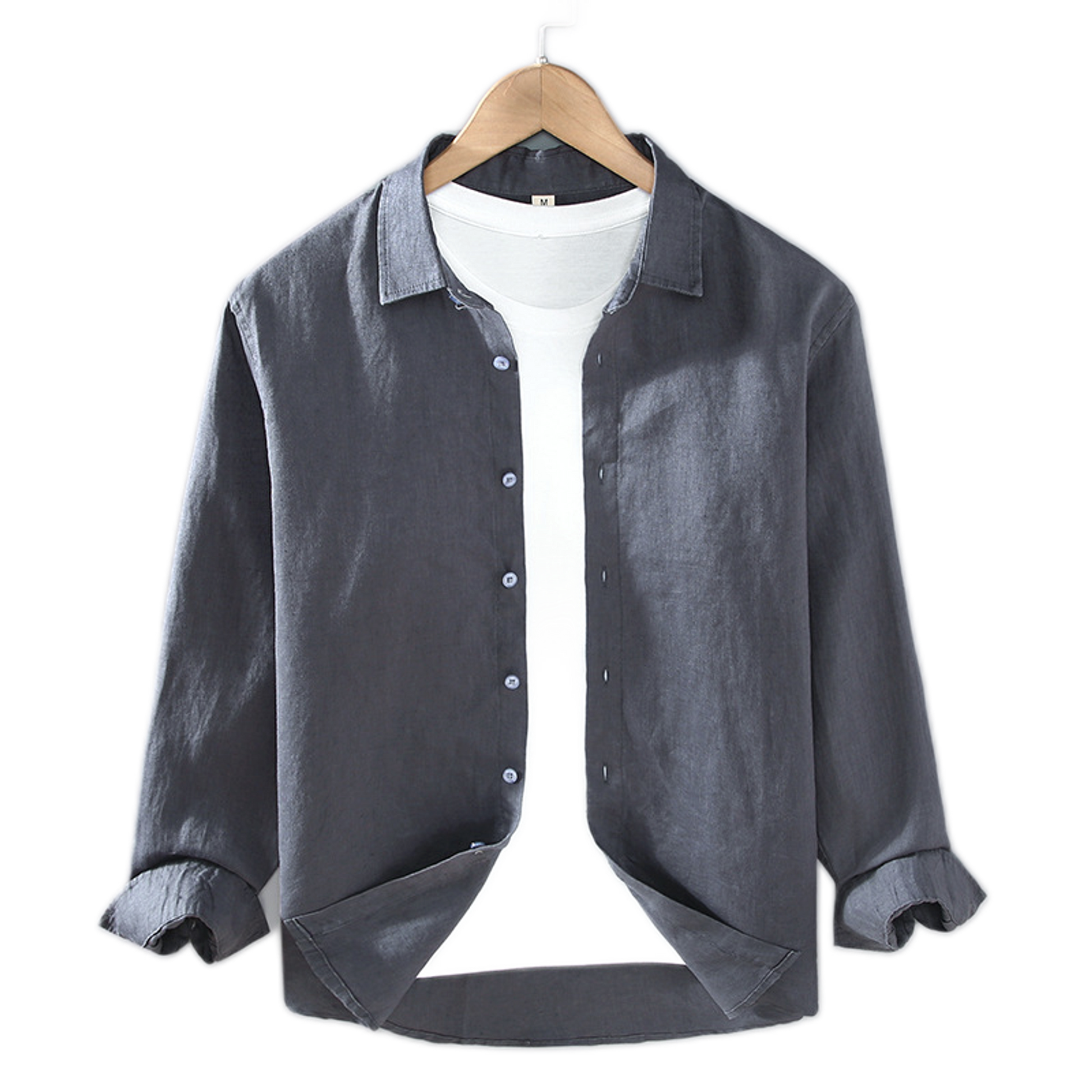 Camisa de lino hombre color gris oscuro