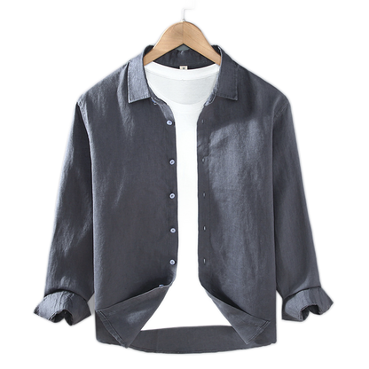 Camisa de lino hombre color gris oscuro