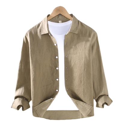 Camisa de lino hombre, manga larga