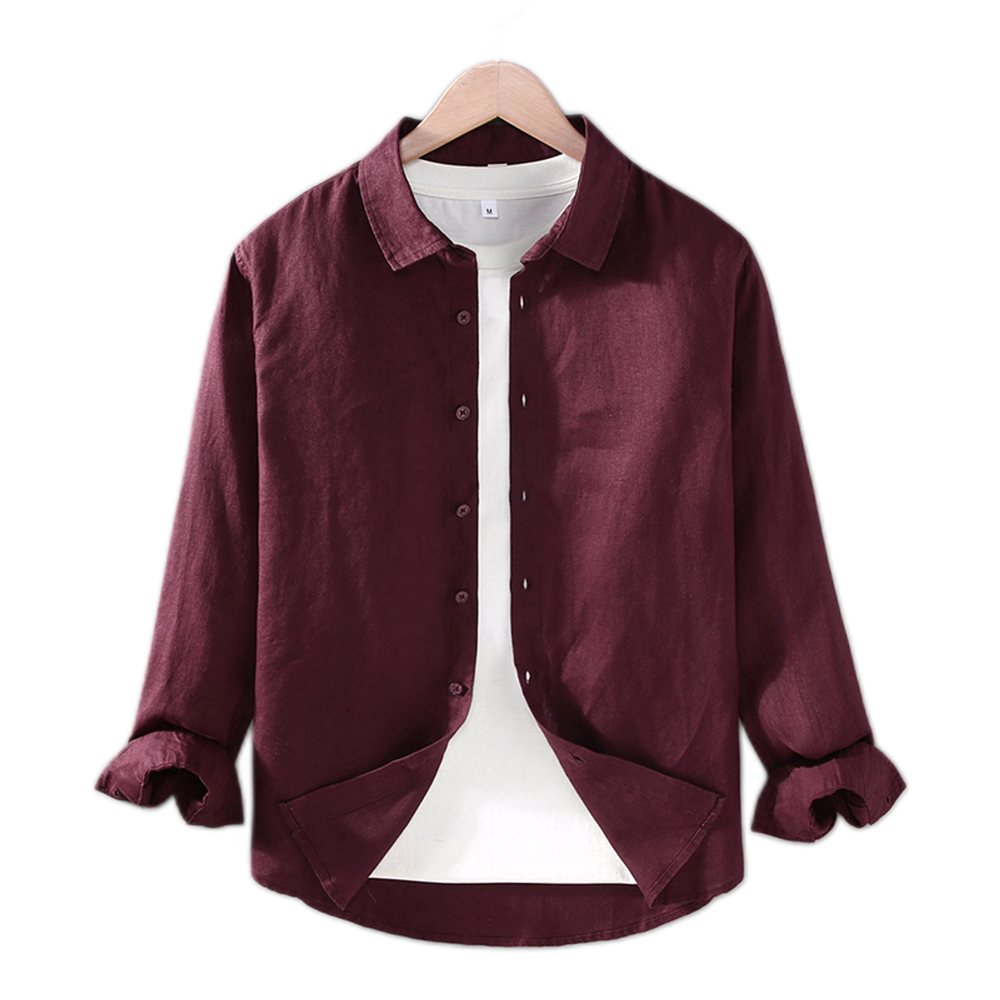 Camisa de lino hombre, manga larga