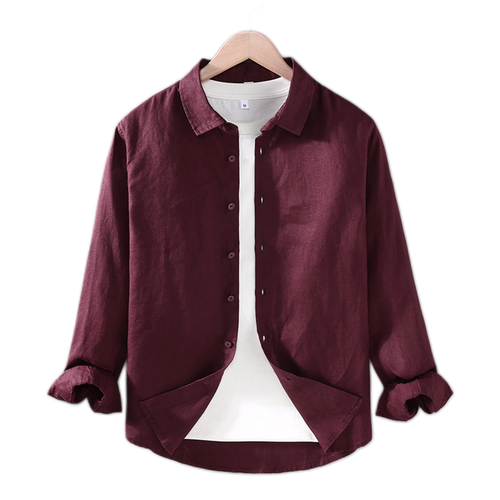 Camisa de lino hombre, manga larga
