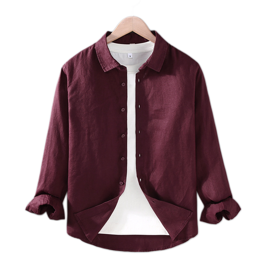 Camisa de lino hombre, manga larga