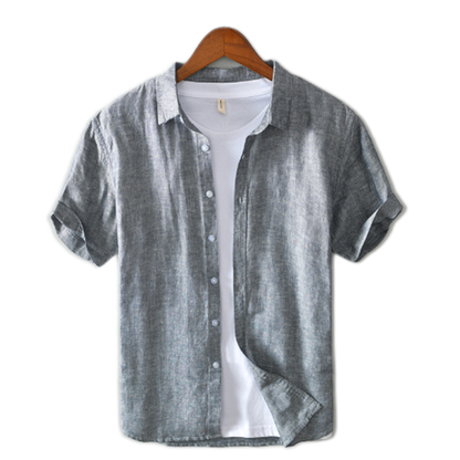Camisa de lino color azul