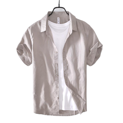 Camisa de lino color gris