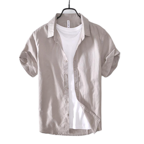 Camisa de lino color gris