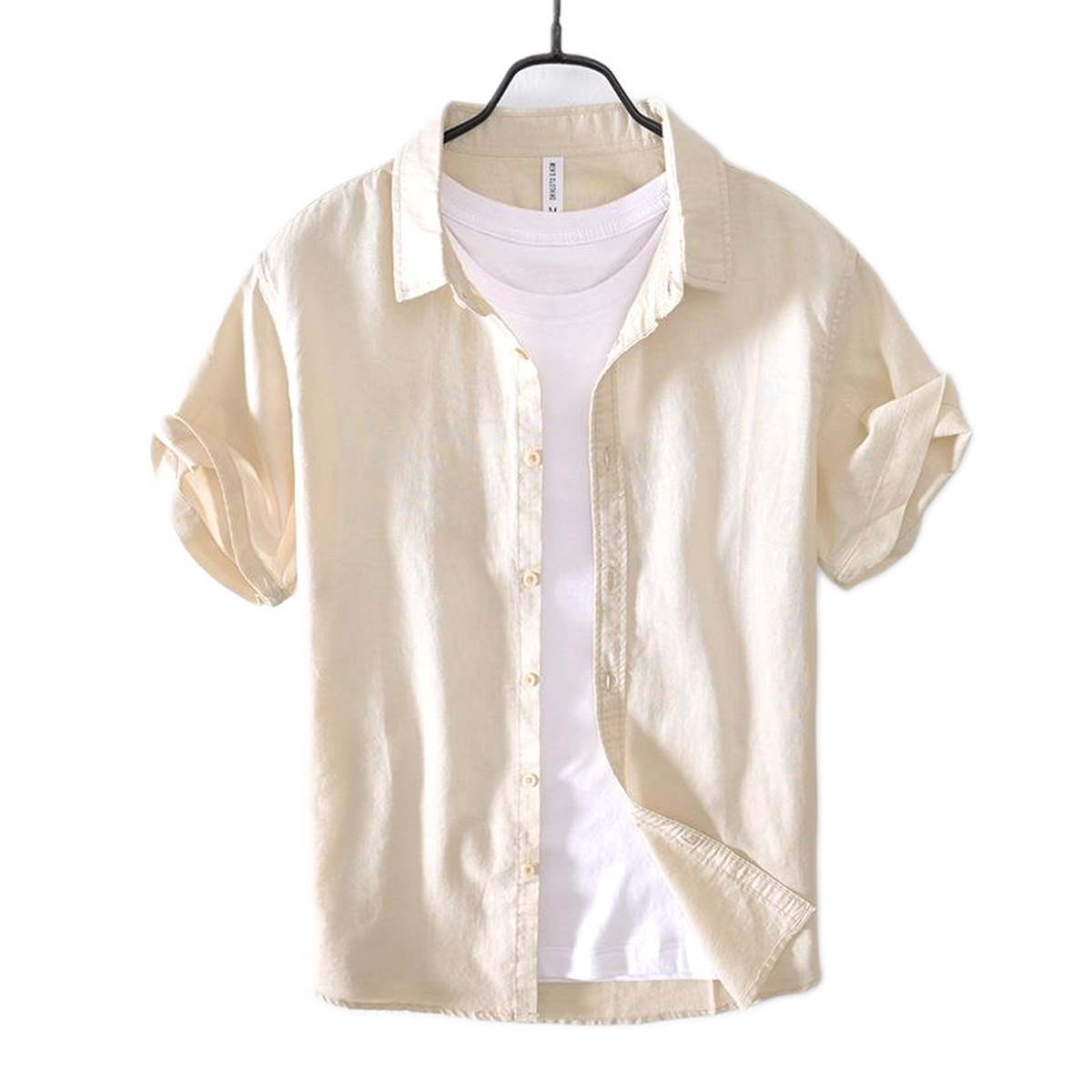 Camisa de lino color caqui