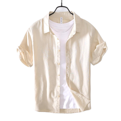 Camisa de lino color caqui