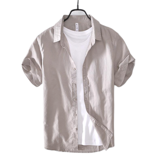 Camisa de lino hombre, manga corta
