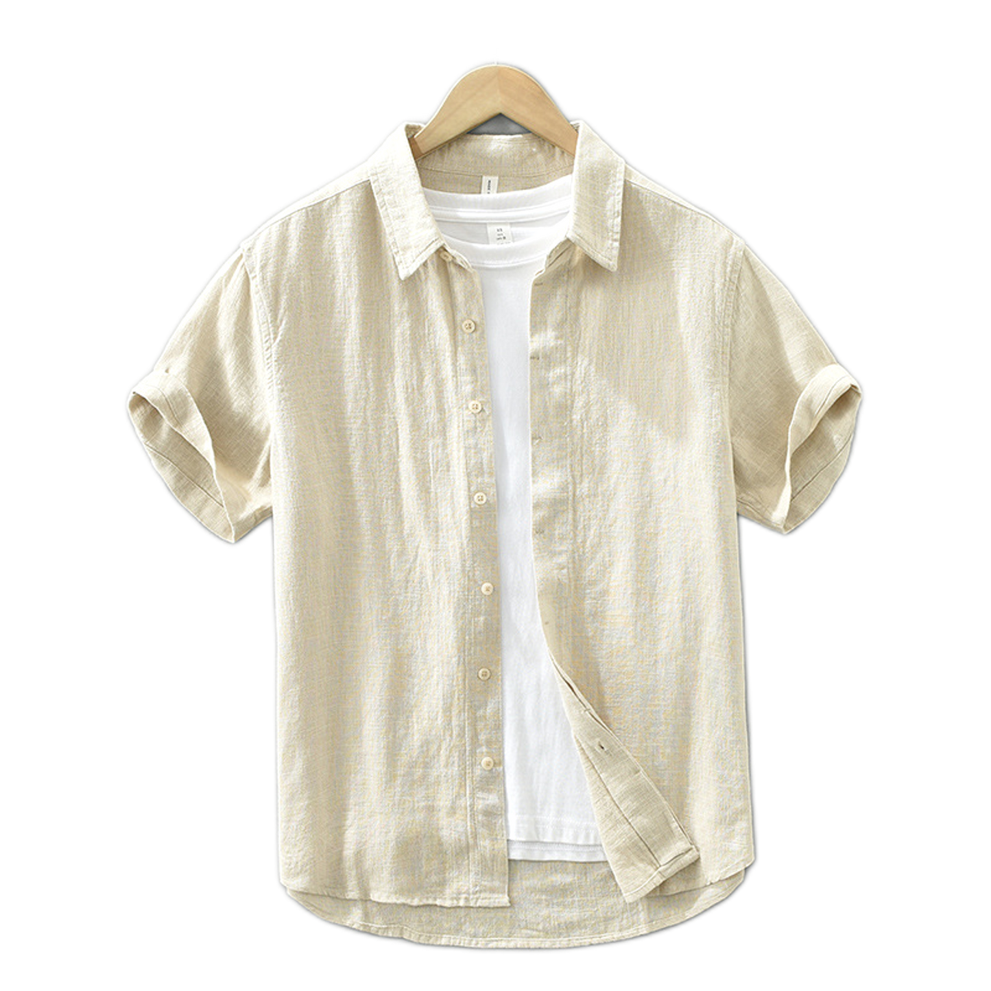 Camisa de lino hombre color albaricoque