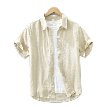 Camisa de lino hombre color albaricoque