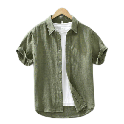Camisa de lino hombre color verde