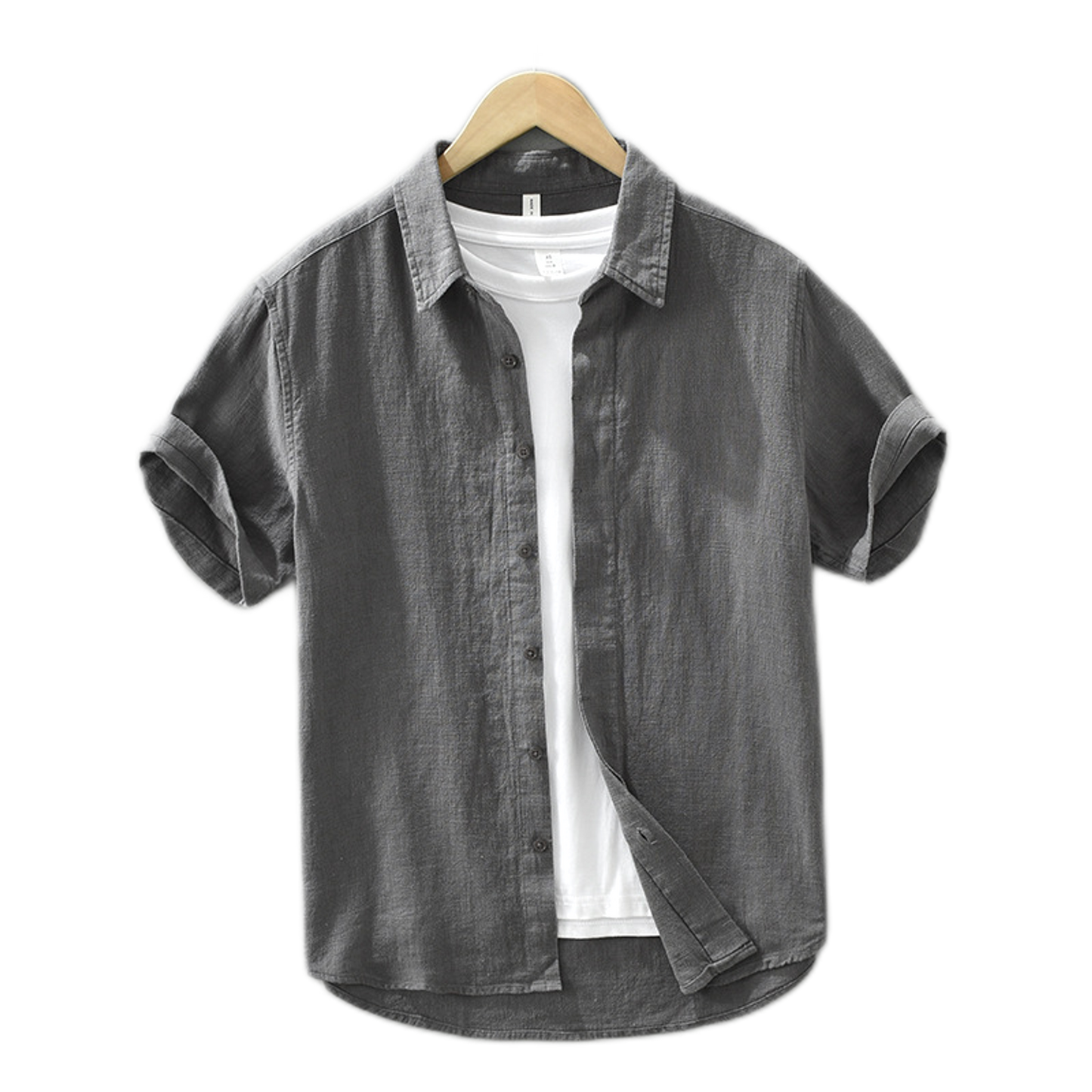 Camisa de lino hombre, manga corta