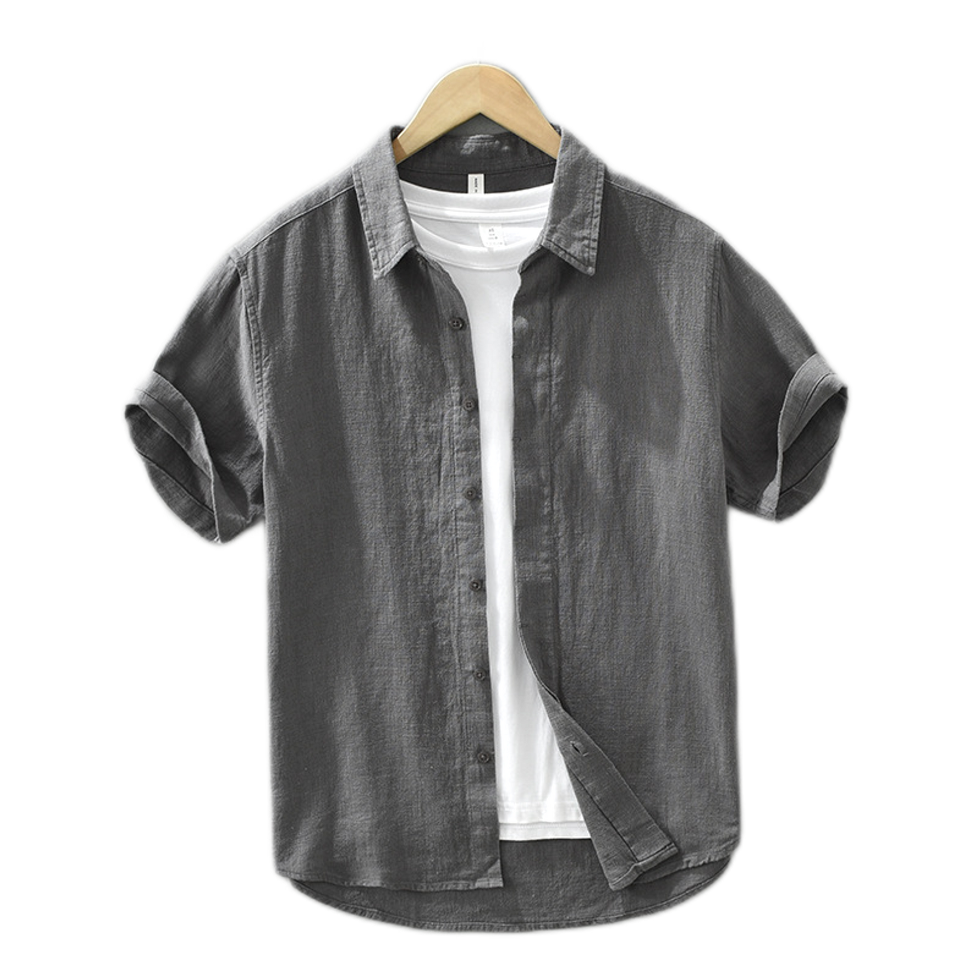 Camisa de lino hombre, manga corta