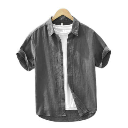 Camisa de lino hombre, manga corta