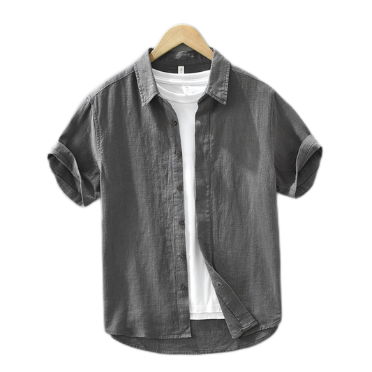Camisa de lino hombre, manga corta