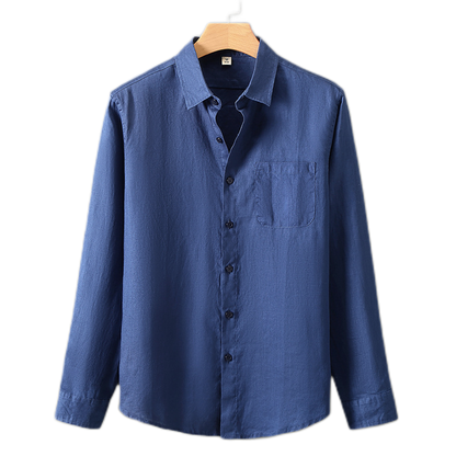 Camisa de lino hombre color azul zafiro claro