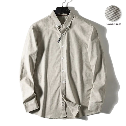 Camisa de algodón hombre pied-de-poule color caqui