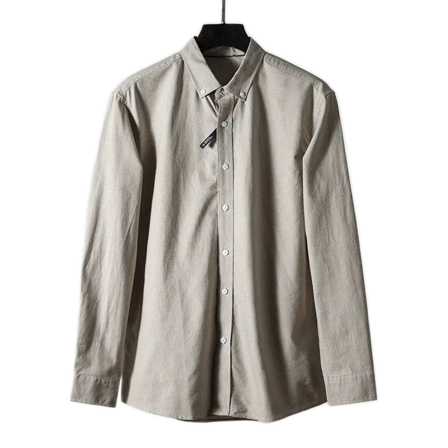Camisa de algodón hombre con estampado pied-de-poule