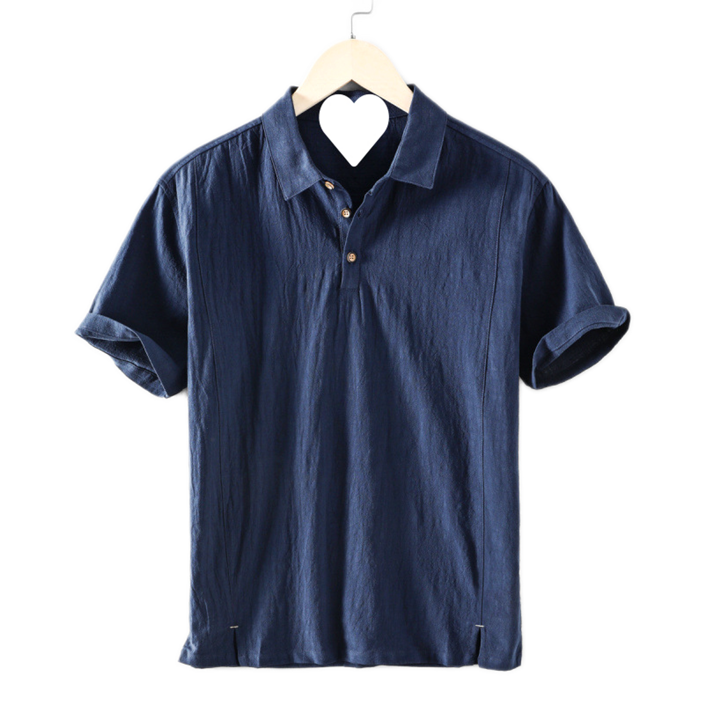 Camisa de algodón hombre color azul oscuro