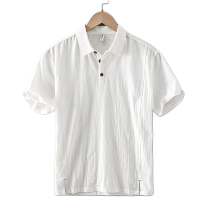 Camisa de algodón hombre color blanco