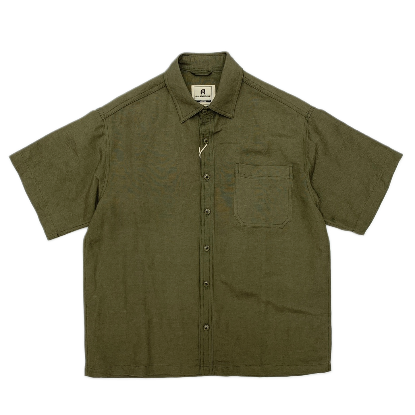 Camisa de lino hombre color verde militar