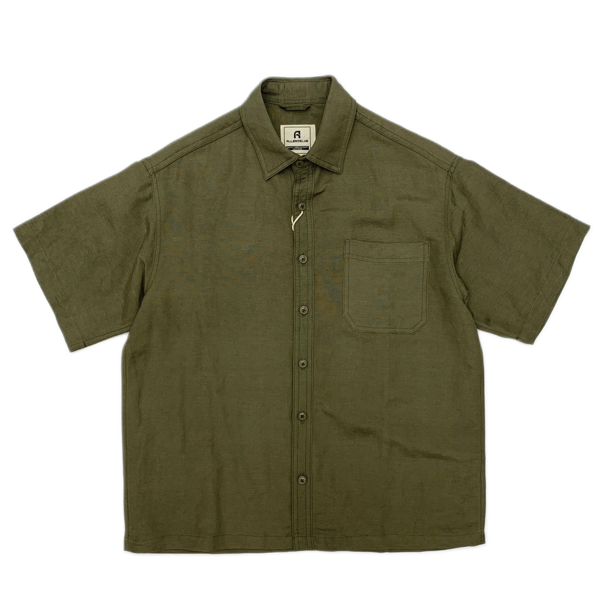 Camisa de lino hombre color verde militar