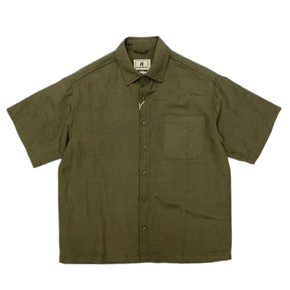 Camisa de lino hombre color verde militar