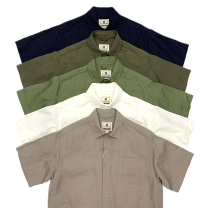 Camisa de lino hombre, manga corta