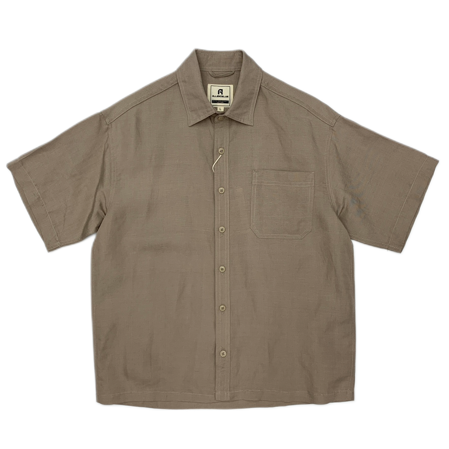 Camisa de lino hombre color caqui