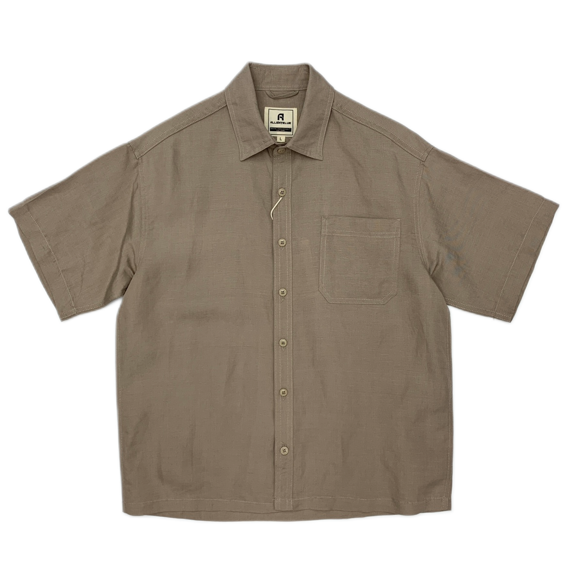 Camisa de lino hombre color caqui